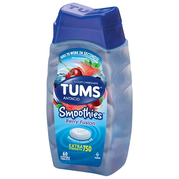 Tums Smoothies Extra Strength 750 Berry Fusion Antacid/Calcium