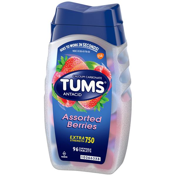 Tums Extra Strength 750 Assorted Berries Antacid/Calcium Supplement
