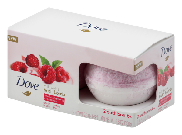 Dove Milk Swirls Bath Bomb Vanilla Raspberry Creamsicle 2-2.8 oz | Hy