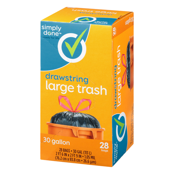 Simply Done Drawstring Large Trash Bags 30Gal HyVee Aisles Online