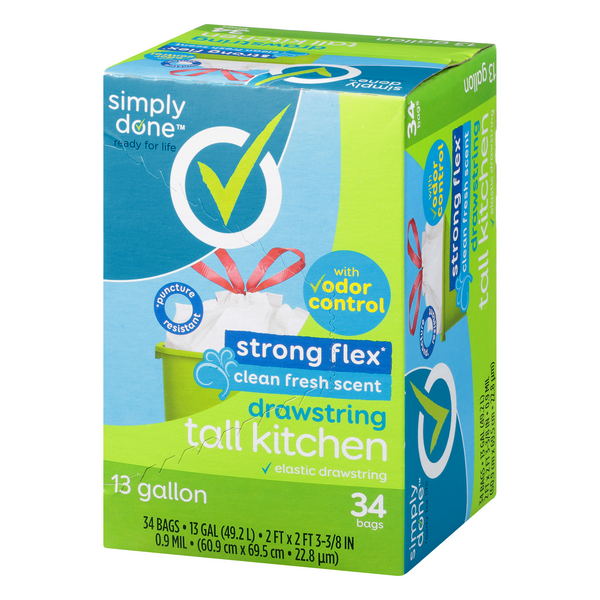 Simply Done Strong Flex Drawstring Tall Kitchen Bags 13Gal HyVee