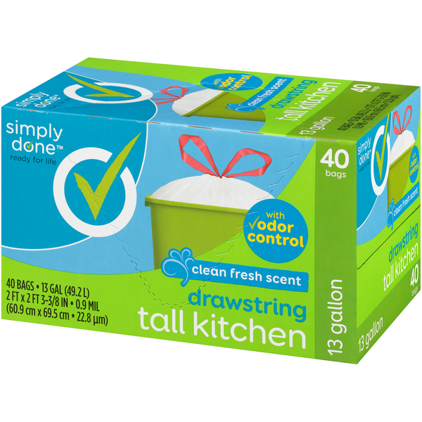 Simply Done Drawstring Gallon Tall Kitchen Bags - 13 Gram