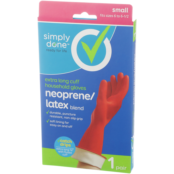 Neoprene/Latex Household Gloves Simply Done Medium 6-pack 