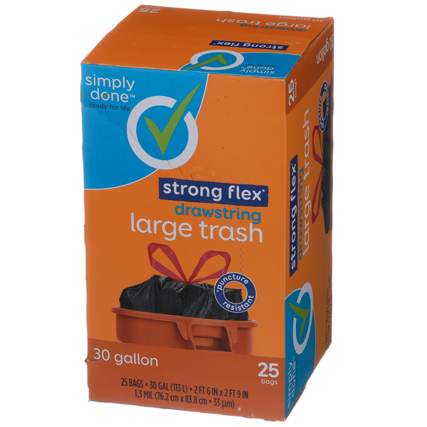 Simply Done Strong Flex Drawstring Large Trash Bags 30Gal HyVee