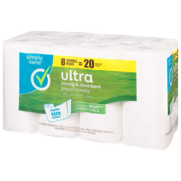 Simply Done Paper Towels, Ultra, Strong & Absorbent, Simple Size