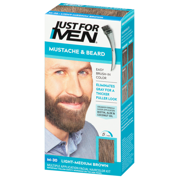 Just For Men Light-Medium Brown M-30 Mustache & Beard Hair Color | Hy ...