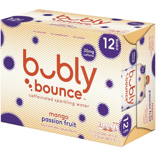 Bubly Bounce Caffeinated Sparkling Water, Mango Passion Fruit 12Pk Hy
