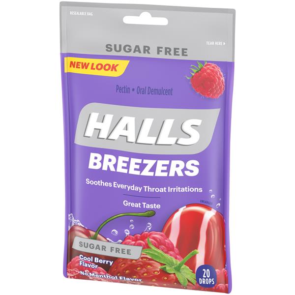 Halls Breezers Sugar Free Cool Berry Flavor Pectin Throat Drops Hy