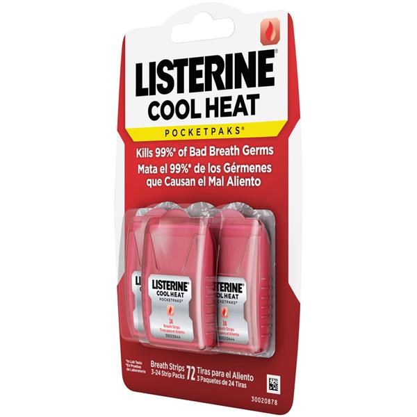 Listerine Cool Mint PocketPaks Oral Care Breath Strips, Breath Spray  Alternative, 24Ct, 3 pack