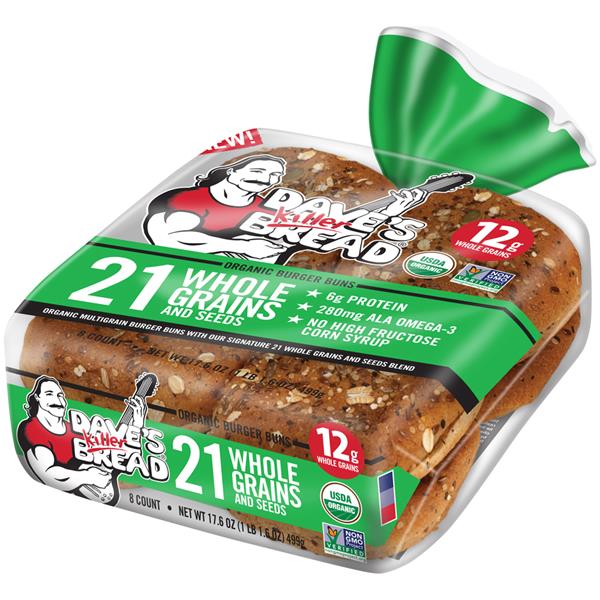 Dave's Killer Bread 21 Whole Grains and Seeds Organic Burger Buns 8Ct ...