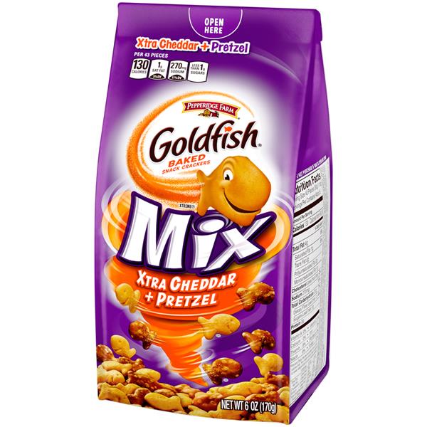 Pepperidge Farm Goldfish Mix Xtra Cheddar + Pretzel Baked Snack Crackers HyVee Aisles Online