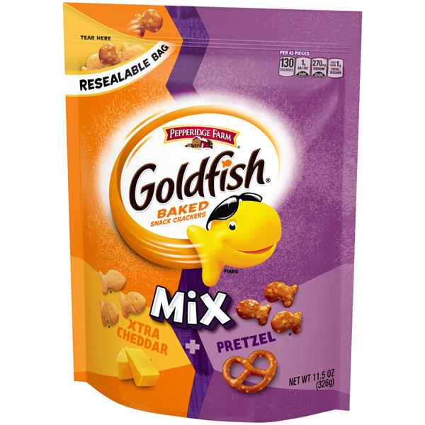 Pepperidge Farm Goldfish Mix Xtra Cheddar + Pretzel Crackers HyVee Aisles Online Grocery Shopping