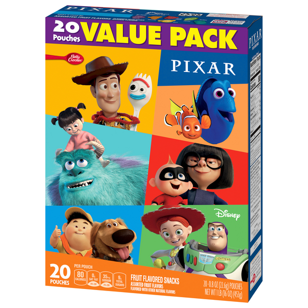 Betty Crocker Pixar Assorted Fruit Flavored Snacks, Value Pack 200.8