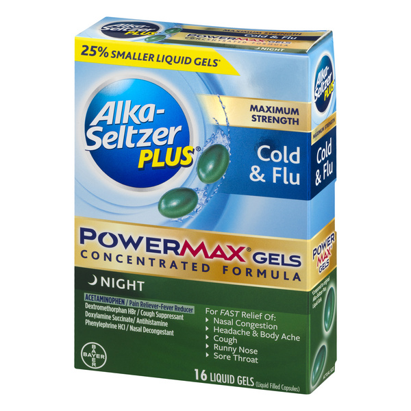 Alka-Seltzer Plus PowerMax Gels Night Maximum Strength Cold & Flu | Hy ...