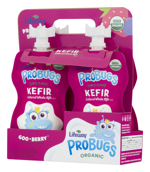 Probugs Lifeway Probugs Organic Kefir Goo Berry Cultured Whole Milk 4-3.5 fl ...