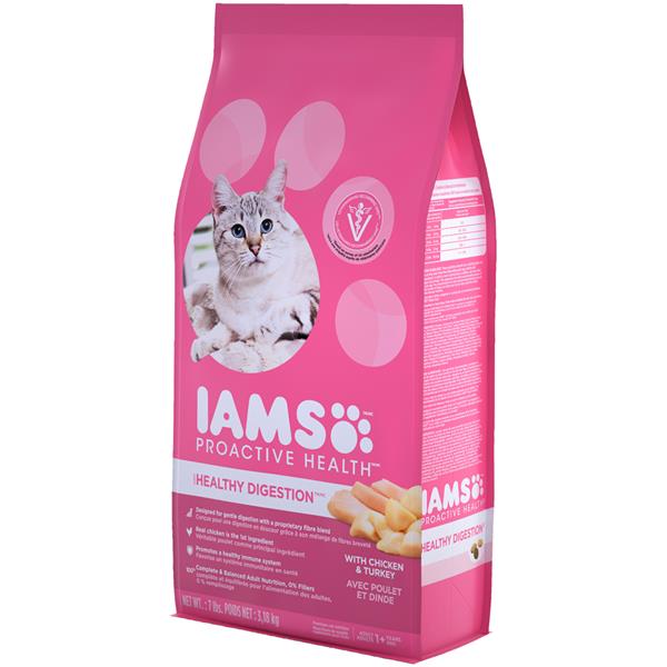 iams cat food pink bag