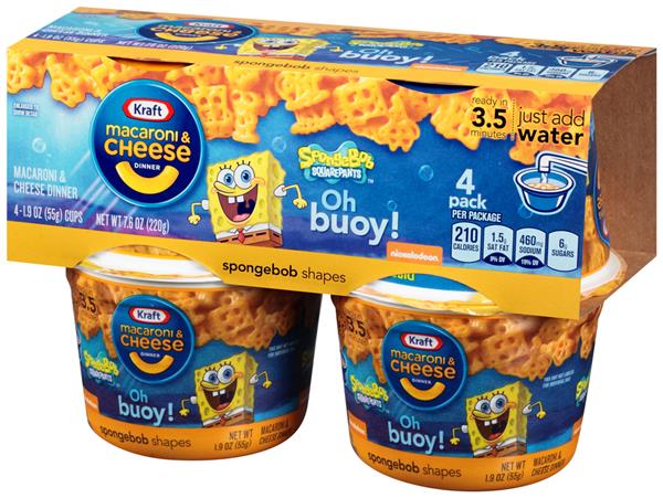 Kraft SpongeBob Shapes Macaroni & Cheese Dinner 4Pk | Hy-Vee Aisles ...