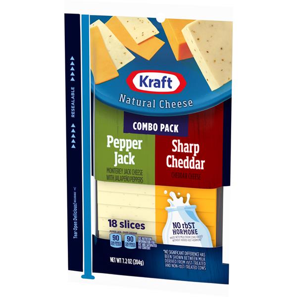 Kraft Natural Cheese Pepper Jack & Sharp Cheddar Cheese Slices Combo