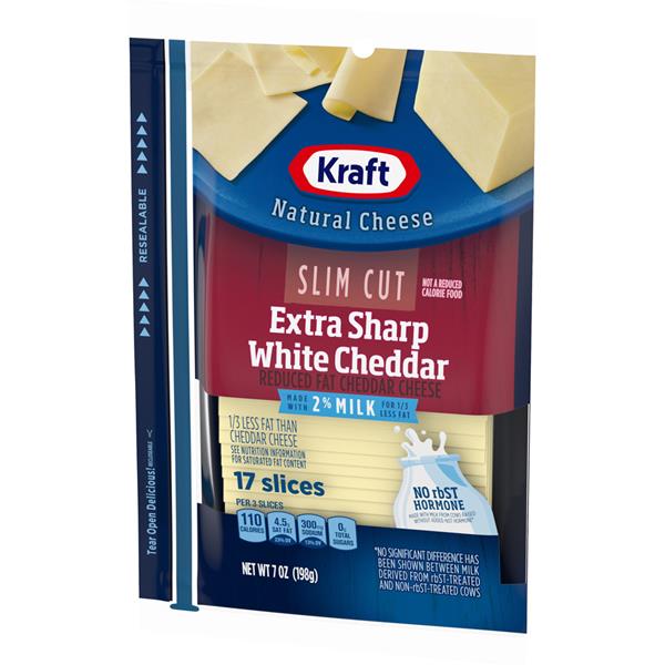 Kraft Slim Cut Reduced Fat Extra Sharp White Cheddar Natural Cheese