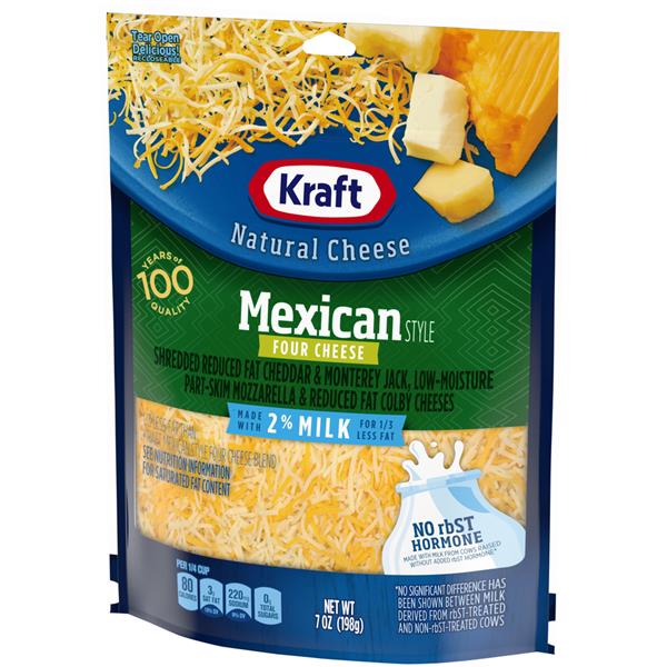 Kraft Finely Shredded Mexican Style Four Cheese Blend Made With 2 Milk