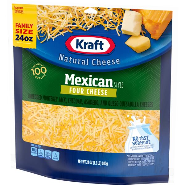 Kraft Shredded Finely Shredded Mexican Style Four Cheese Blend | Hy-Vee ...