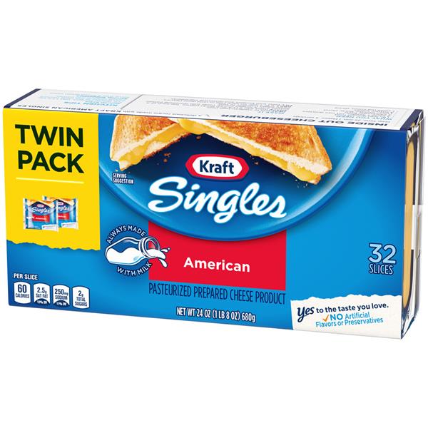 Kraft Singles American Cheese Slices Twin Pack 32Ct | Hy-Vee Aisles ...