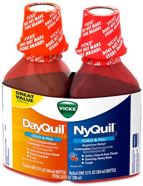 Vick DayQuil Multi-Symptom/NyQuil Nighttime Cold & Flu Relief Combo ...