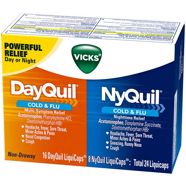 Vicks NyQuil Cold & Flu Nighttime Relief and DayQuil Cold & Flu Multi