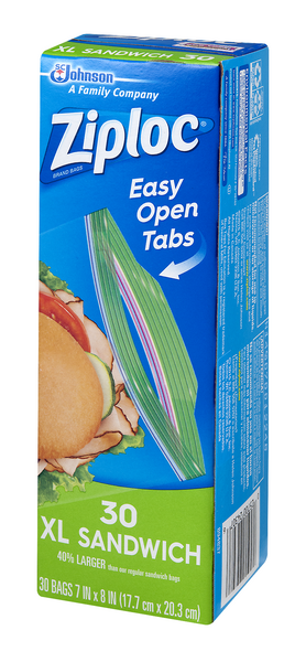 Ziploc Seal Top Bags, Sandwich, XL - 30 bags