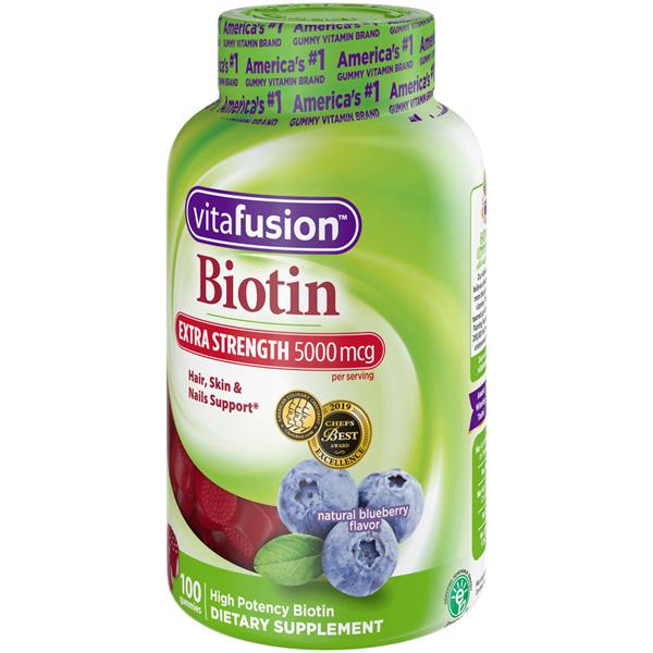 Vitafusion Extra Strength Biotin Blueberry Flavor Dietary Supplement 5000mcg Gummies Hy Vee 5025