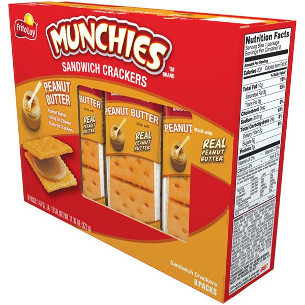 Munchies Ready To Go Snacks Peanut Butter Cheddar Sandwich Crackers, 8