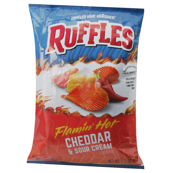 Ruffles Potato Chips Flamin' Hot Cheddar and Sour Cream Flavored, 8 oz