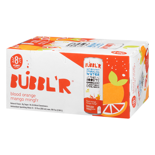 Bubbl'r Blood Orange Mango Mingl'r Antioxidant Sparkling Water 8