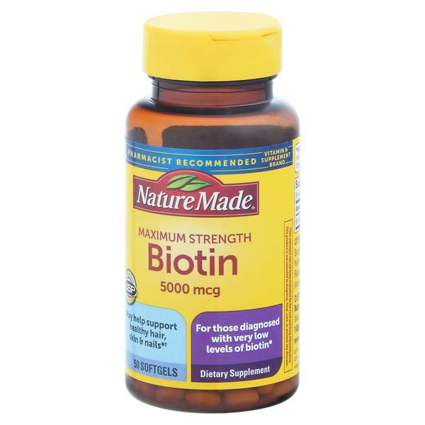 Nature Made Biotin, Maximum Strength, 5000 McG, Softgels | Hy-Vee ...