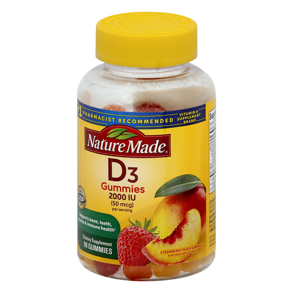 Nature Made Vitamin D3, 50 McG, Strawberry, Peach & Mango, Gummies | Hy ...
