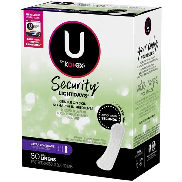 U by Kotex Lightdays Long Extra Coverage Unscented Pantiliners HyVee