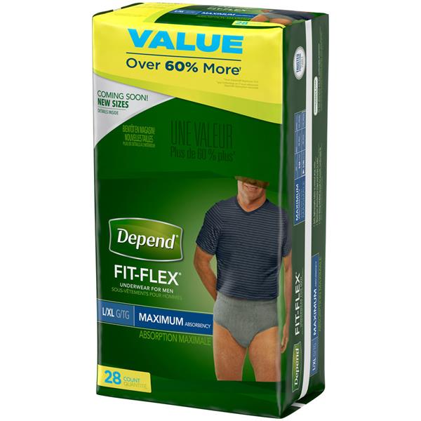 Depend - Depend, Fit-Flex - Underwear, for Men, Maximum Absorbency, L/XL  (17 count), Shop