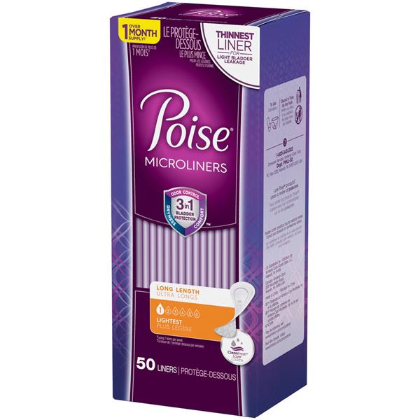 Poise Microliners, Incontinence Panty Liners, Lightest Absorbency, Long
