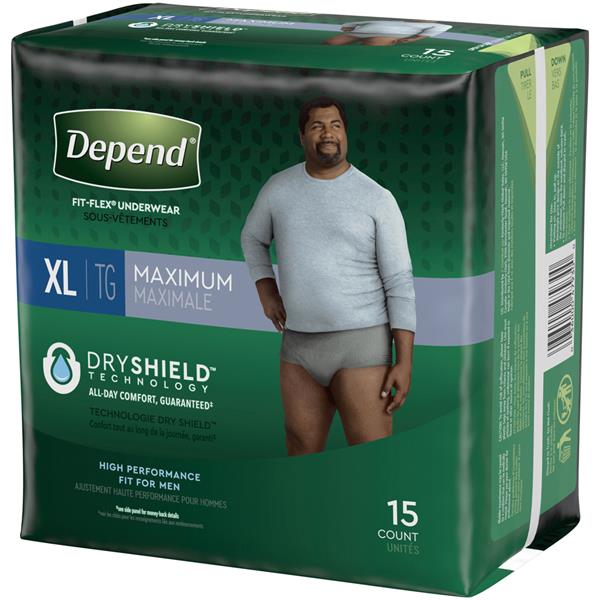 Depend Fit-Flex Underwear For Men, Maximum Absorbency, Xl, Gray | Hy ...