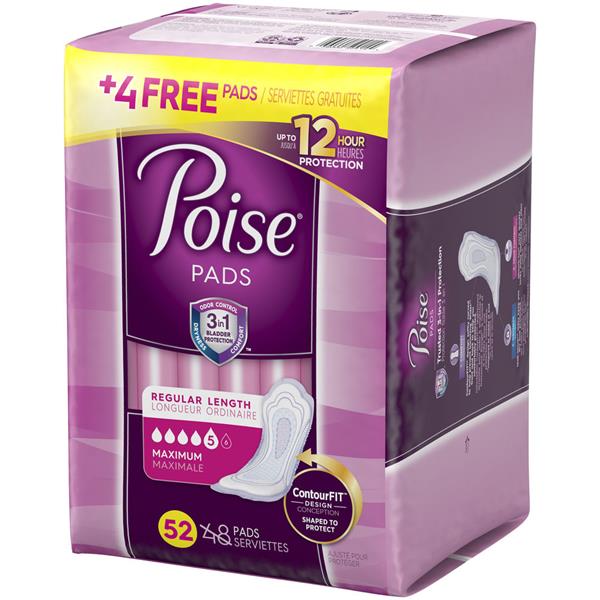 Poise Incontinence Pads, Maximum Absorbency, Regular Length | Hy-Vee ...