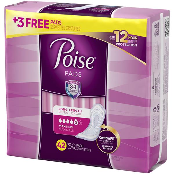 Poise Incontinence Pads, Maximum Absorbency, Long Length HyVee