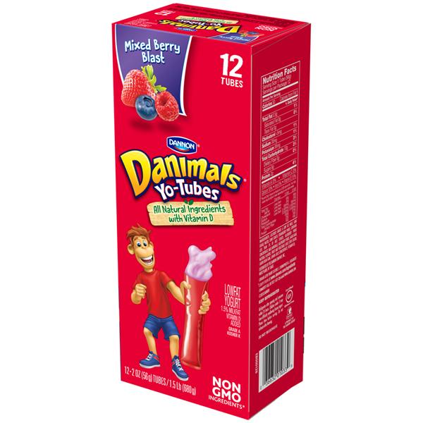 Dannon Danimals Lowfat Yogurt Tubes Mixed Berry Blast 2 oz. 12 pack HyVee Aisles Online