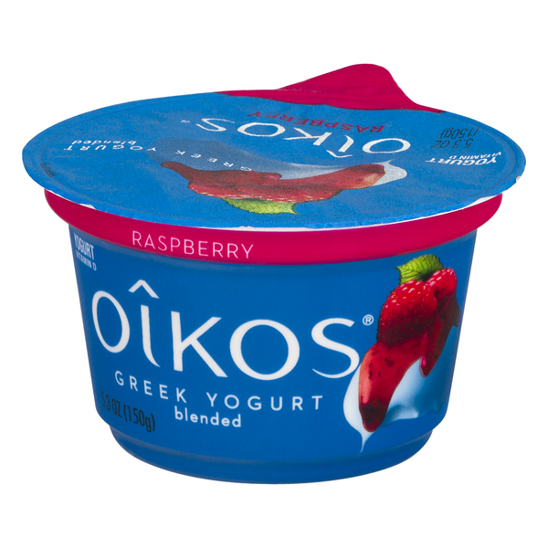 Oikos Raspberry Blended Greek Yogurt | Hy-Vee Aisles Online Grocery ...