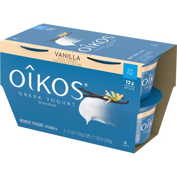 Dannon Oikos Vanilla Nonfat Greek Yogurt 4Pk Cups HyVee Aisles