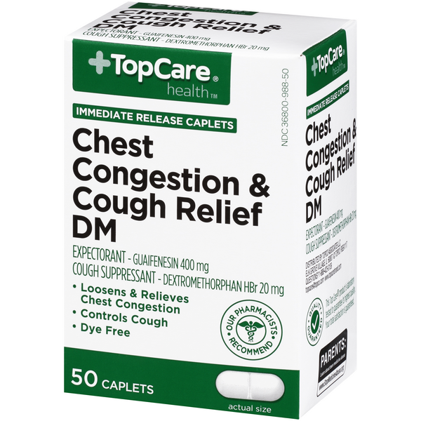 TopCare Chest Congestion & Cough Relief DM Caplets | Hy-Vee Aisles ...