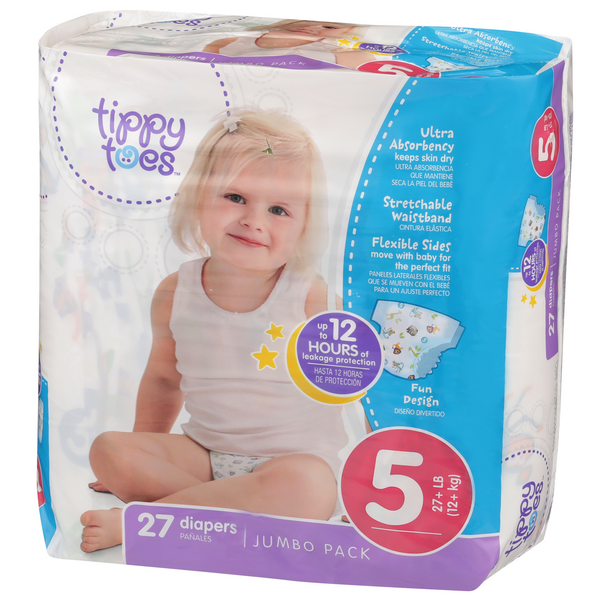 Tippy Toes Baby Soft Jumbo Pack Size 5 27 Lbs Diapers