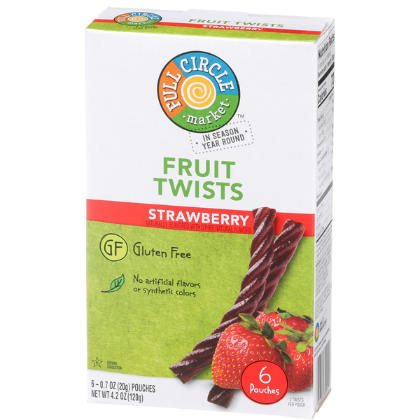 Full Circle Fruit Twists, Strawberry 6-0.7 oz Pouches | Hy