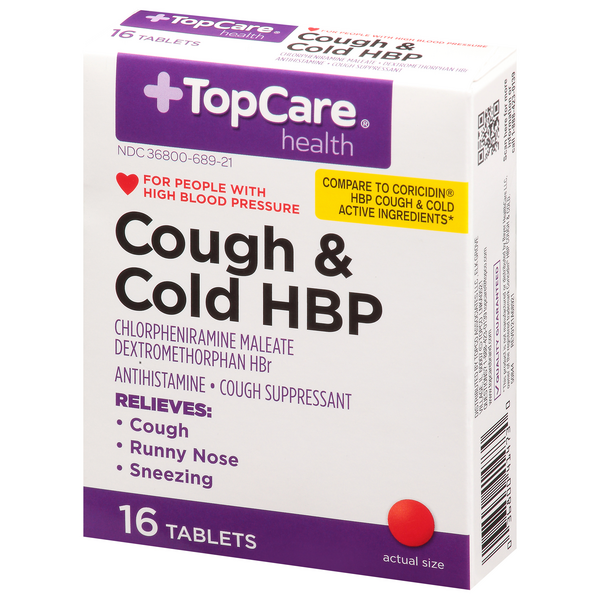 TopCare Cough & Cold HBP Tablets | Hy-Vee Aisles Online Grocery Shopping