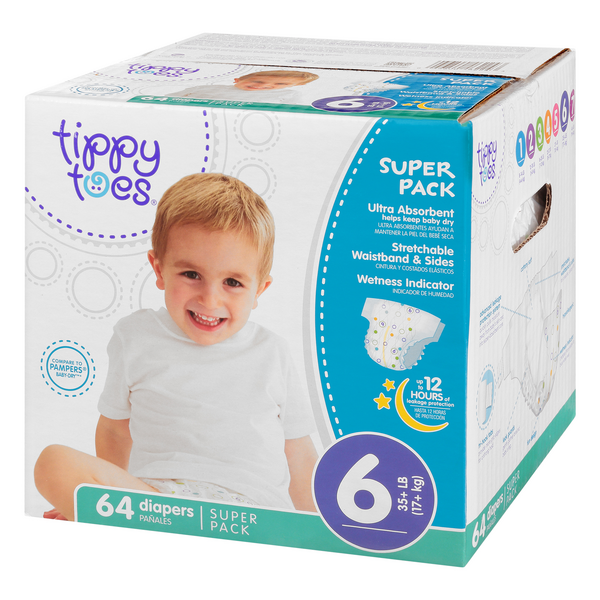 Tippy Toes Diaper Size 6 Super Pack HyVee Aisles Online Grocery Shopping