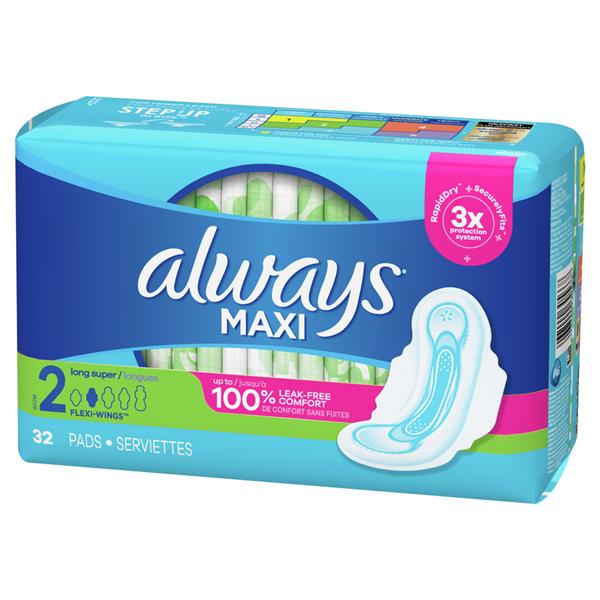 Always Maxi Long/Super with Wings Unscented Pads HyVee Aisles Online